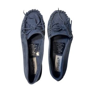 Preppy Vintage Retro Comfort Case Women’s Leather Dusty Blue Moccasins Size 7
